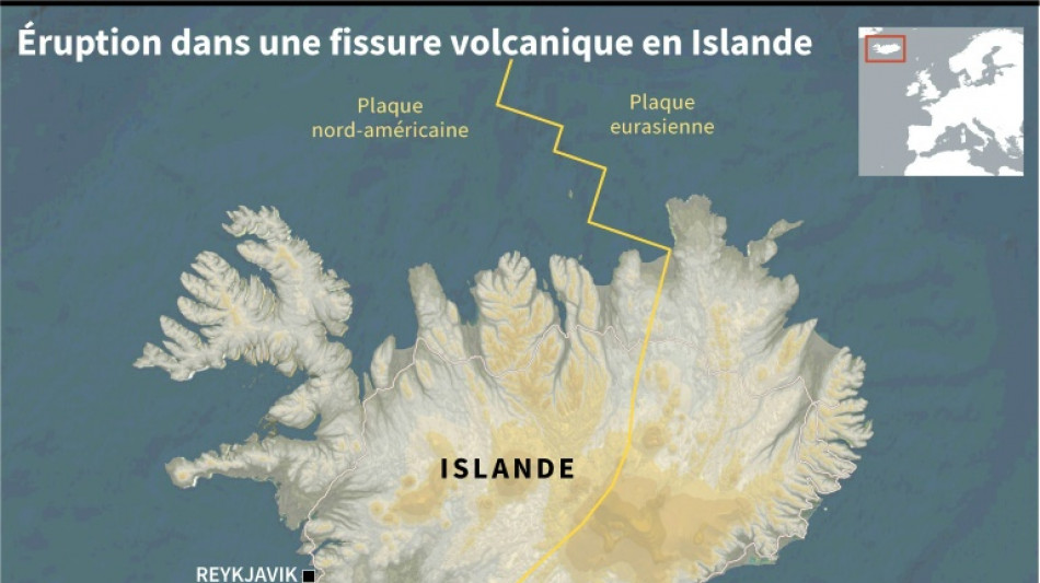 Islande: &eacute;ruption dans une fissure volcanique pr&egrave;s de Reykjavik